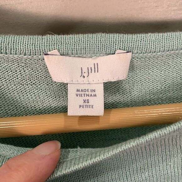J Jill linen blend 3/4 sleeve light blue knit sweater size XS petite - Picture 6 of 11